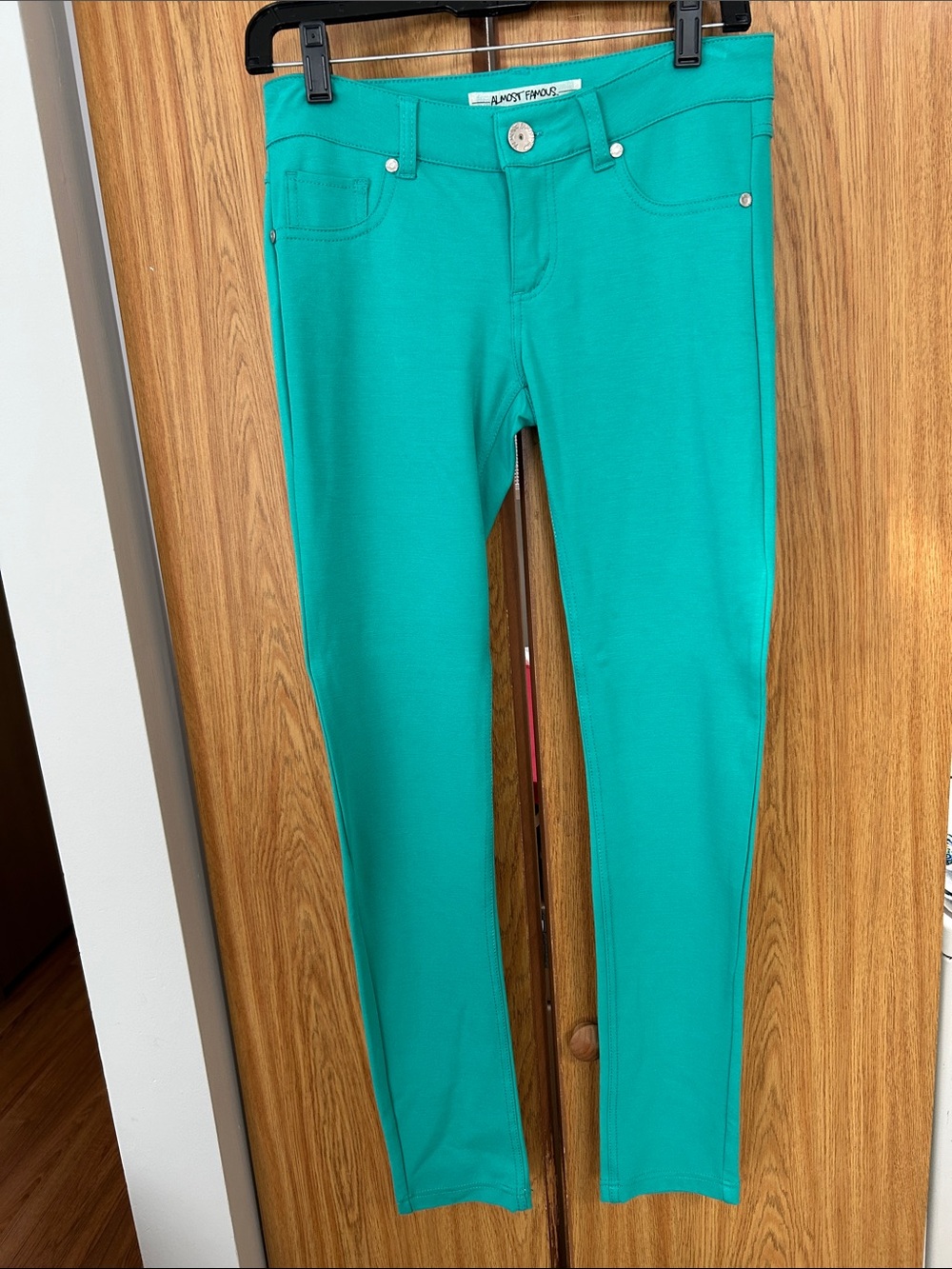 Almost Famous Teal Skinny Ponte Pants